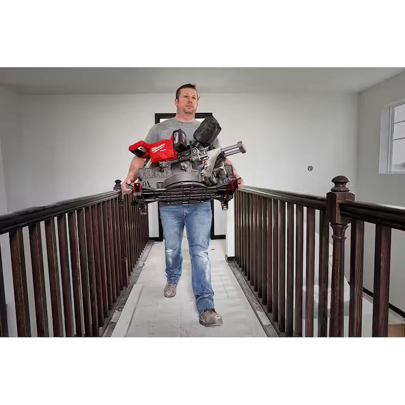 18V Lithium-Ion Brushless Cordless 12 in. Dual Bevel Sliding Compound Miter Saw Kit with Stand and Battery Q567602