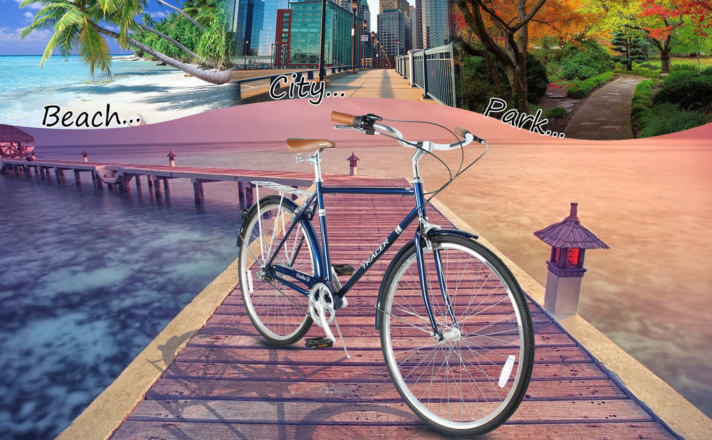 Men's 21 Speed Matte Black Steel Frame Hybrid City Bike W305