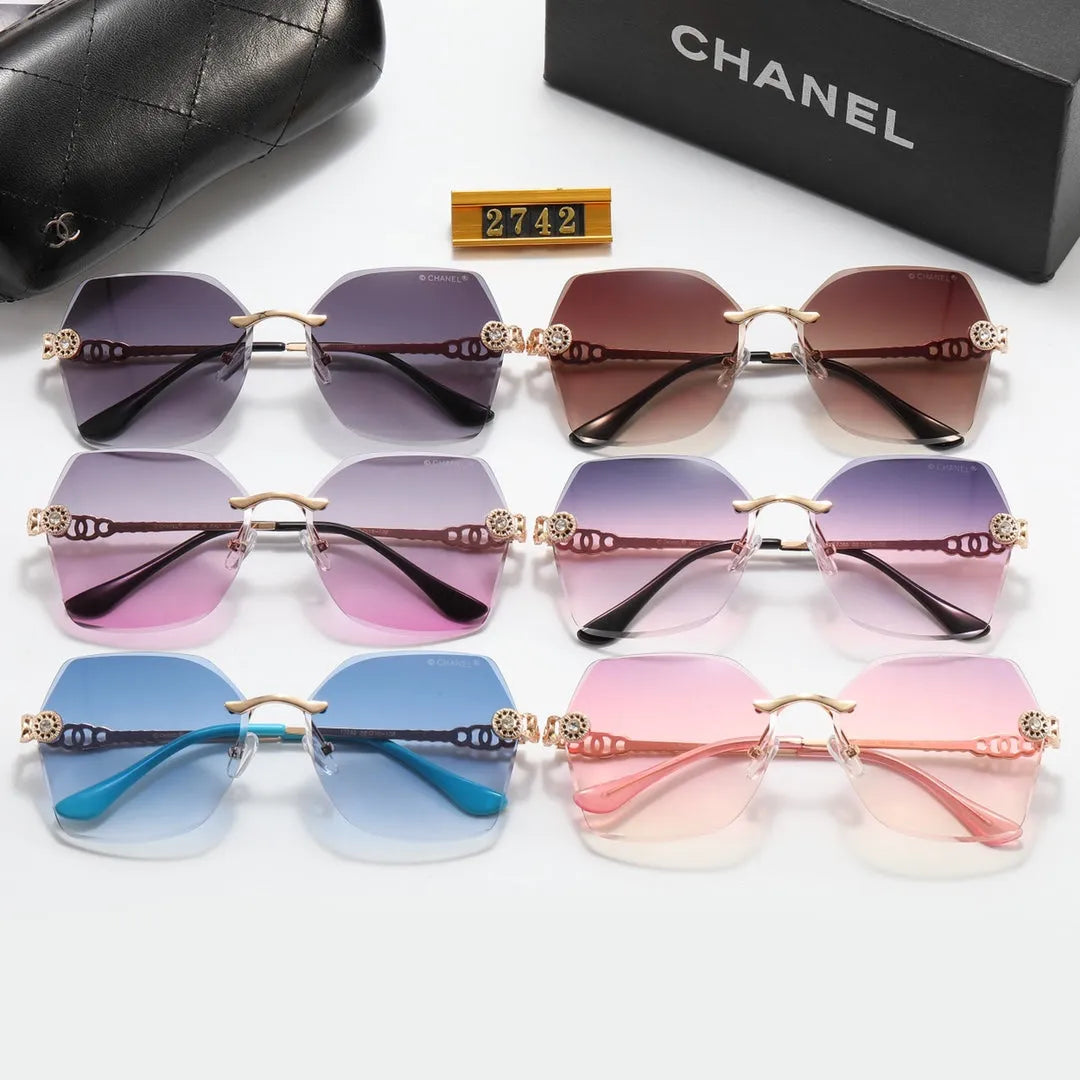 Frameless Rhinestone Flower Polarized Sunglasses U2517