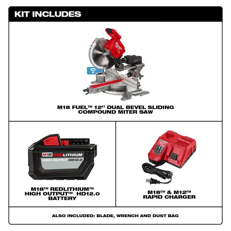 18V Lithium-Ion Brushless Cordless 12 in. Dual Bevel Sliding Compound Miter Saw Kit with Stand and Battery Q567602