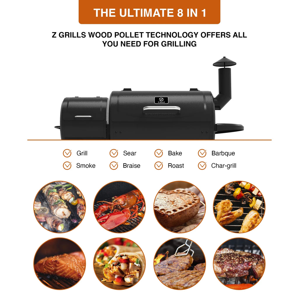 Wood Pellet Grill & Smoker 8-in-1 Black L2256