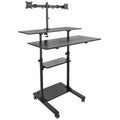 Black Height Adjustable Mobile Standing Desk with Dual Monitor Mount M93835