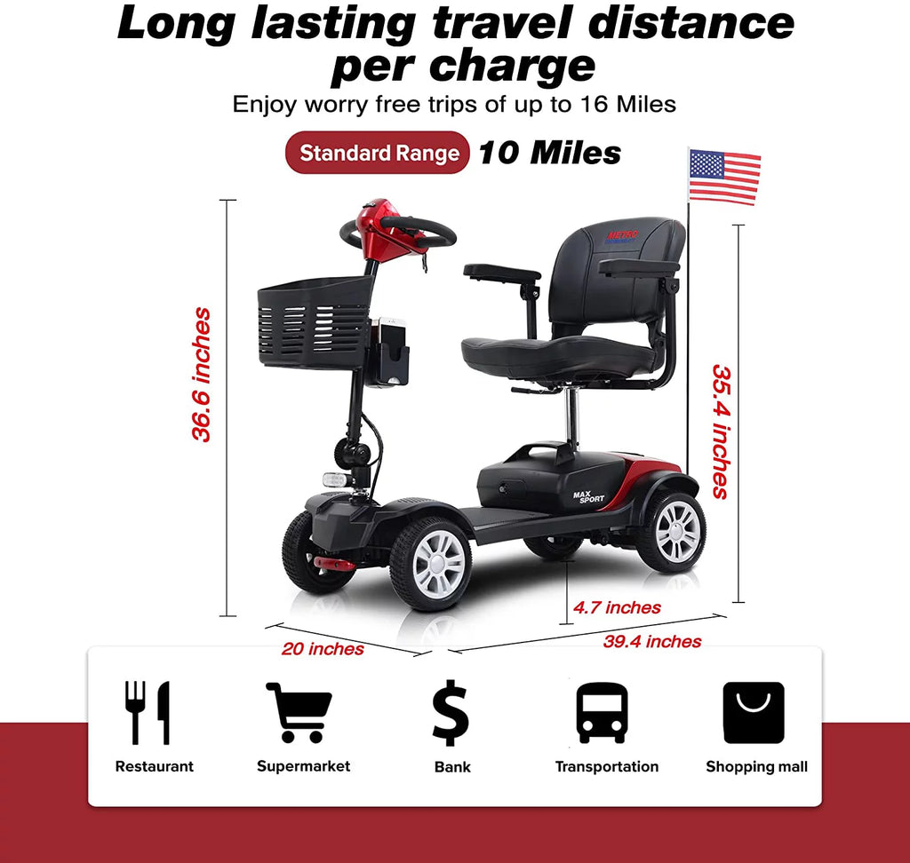 4 Wheel Folding Electric Mobility Scooter with Basket J572