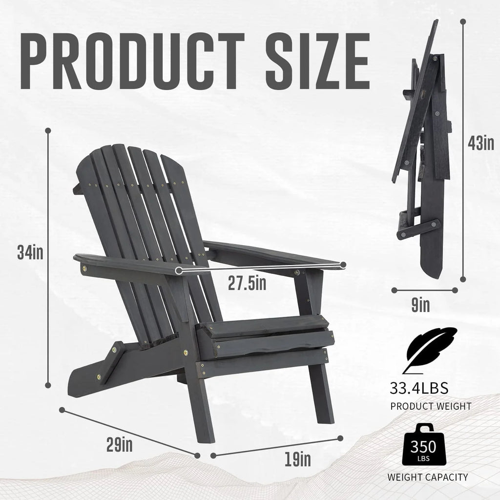 Folding Adirondack Chair Set of 2 Grey X533