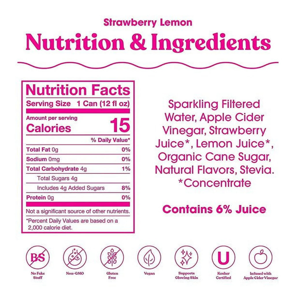 Prebiotic Soda, Strawberry Lemon, 12 fl oz M428