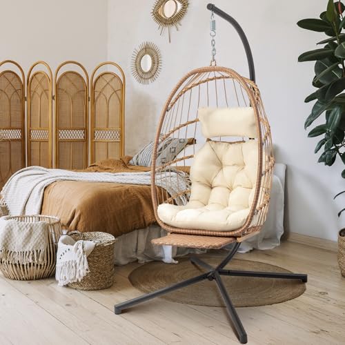 Hanging Egg Chair with Stand and Footrest H885