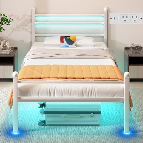 Black Twin Bed Frame with Storage Headboard and Charging Station W665060