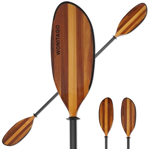 Full Carbon Fiber Shaft Wooden Blade Adjustable Kayak Paddle A63395
