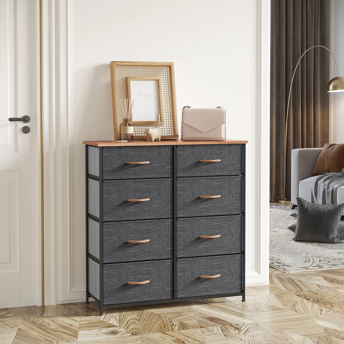 Dark Gray 8 Drawer Storage Dresser O6436