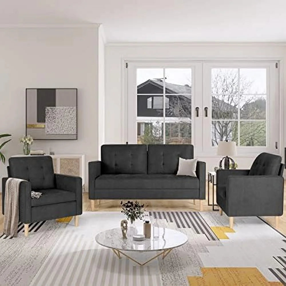 57" Tufted Loveseat and Chair Set of 2 Q352