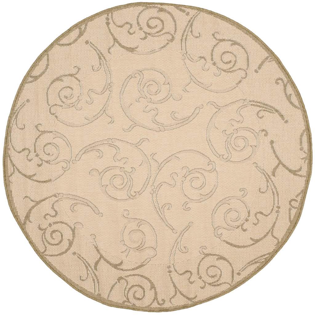 Natural/Olive Round Indoor/Outdoor Area Rug V93749