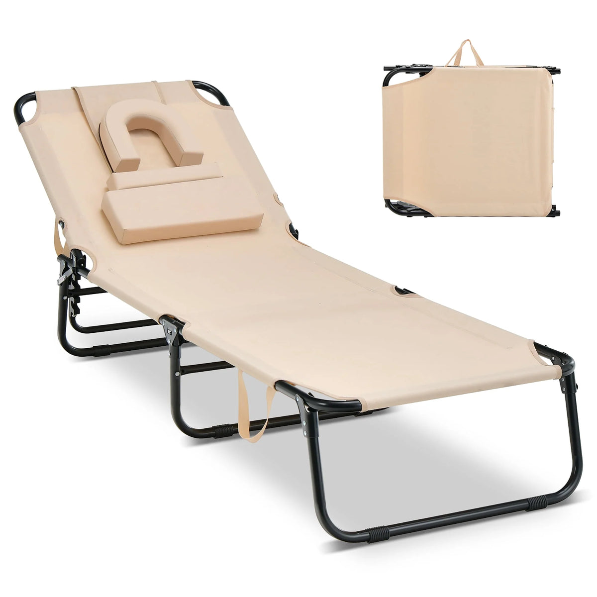 Beach Chaise Lounge Chair with Face Hole Pillows Z8277