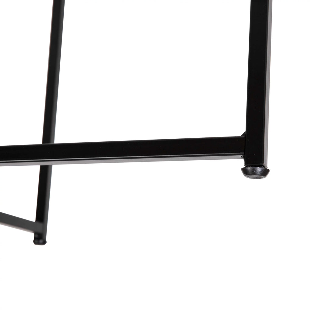 White Marble Finish Coffee Table with Matte Black Frame T55381