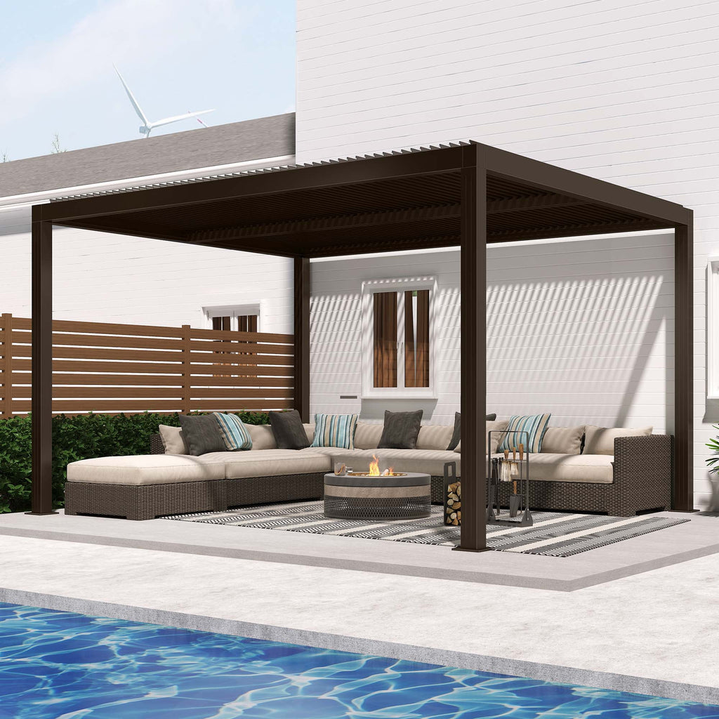 10' × 14' Aluminum Louvered Pergola O71045